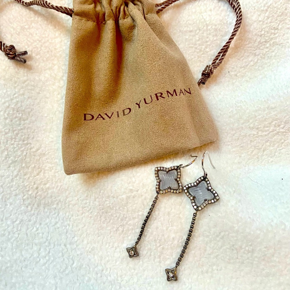 David Yurman Diamond Quatrefoil Drop Earrings